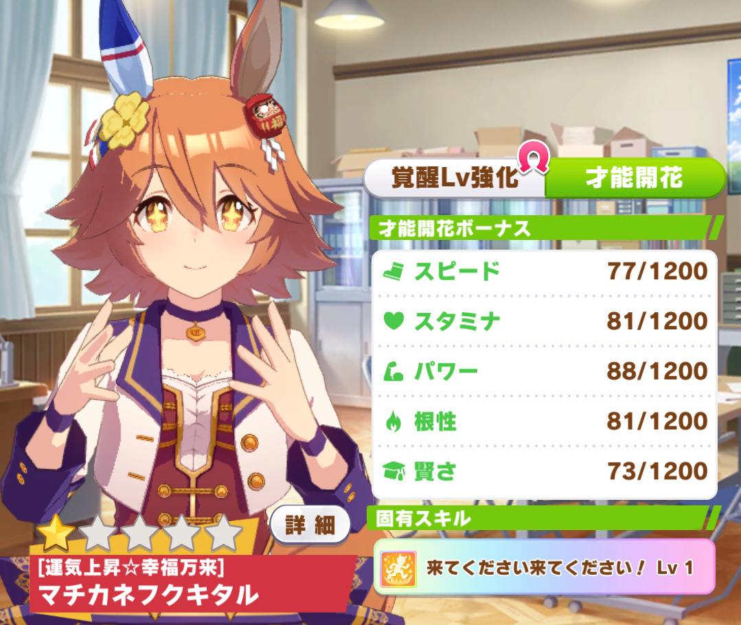 育成ウマ娘】マチカネフクキタル（運気上昇☆幸福万来）の